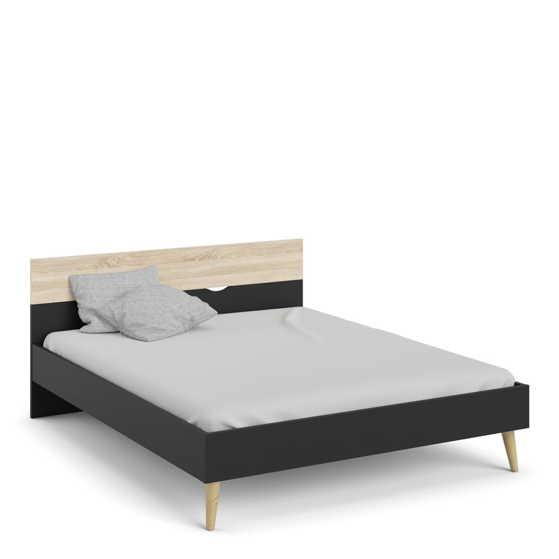 Oslo Euro Black & Oak Finish King Size Bed