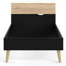 Oslo Euro Black & Oak Finish Wood Single Bed