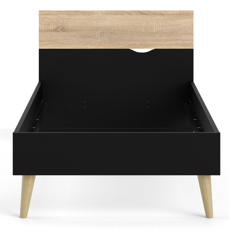 Oslo Euro Black & Oak Finish Wood Single Bed