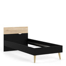 Oslo Euro Black & Oak Finish Wood Single Bed