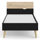 Oslo Euro Black & Oak Finish Wood Single Bed