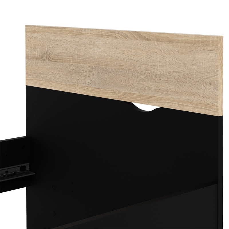 Oslo Euro Black & Oak Finish Wood Single Bed