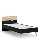 Oslo Euro Black & Oak Finish Wood Single Bed