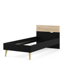 Oslo Euro Black & Oak Finish Wood Single Bed