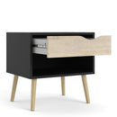 Oslo Oak & Black 1 Drawer Bedside Cabinet