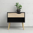 Oslo Oak & Black 1 Drawer Bedside Cabinet