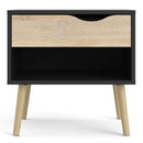 Oslo Oak & Black 1 Drawer Bedside Cabinet