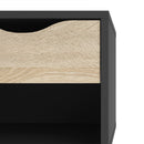 Oslo Oak & Black 1 Drawer Bedside Cabinet