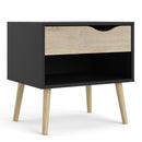 Oslo Oak & Black 1 Drawer Bedside Cabinet