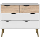 Oslo White and Oak 4 Drawer Chest by Lavishway | Chest Of Drawers-41985