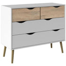 Oslo White and Oak 4 Drawer Chest by Lavishway | Chest Of Drawers-41983