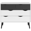 Oslo White and Black Matt 4 Drawer Chest by Lavishway | Chest Of Drawers-43979