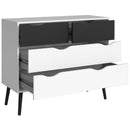 Oslo White and Black Matt 4 Drawer Chest by Lavishway | Chest Of Drawers-43980
