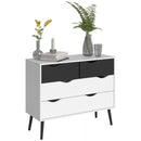Oslo White and Black Matt 4 Drawer Chest by Lavishway | Chest Of Drawers-43983