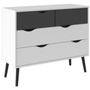 Oslo White and Black Matt 4 Drawer Chest by Lavishway | Chest Of Drawers-43982