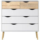 Oslo White and Oak 5 Drawer Chest by Lavishway | Chest Of Drawers-41934