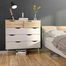 Oslo White and Oak 5 Drawer Chest by Lavishway | Chest Of Drawers-41931