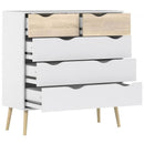 Oslo White and Oak 5 Drawer Chest by Lavishway | Chest Of Drawers-41933