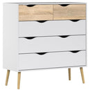 Oslo White and Oak 5 Drawer Chest by Lavishway | Chest Of Drawers-41932