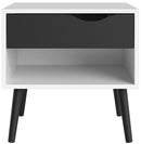 Oslo White and Black Matt Bedside Cabinet by Lavishway | Bedside Tables-43996