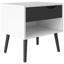 Oslo White and Black Matt Bedside Cabinet by Lavishway | Bedside Tables-43997
