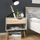 Oslo White and Oak Bedside Cabinet by Lavishway | Bedside Tables-43989