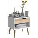 Oslo White and Oak Bedside Cabinet by Lavishway | Bedside Tables-43994