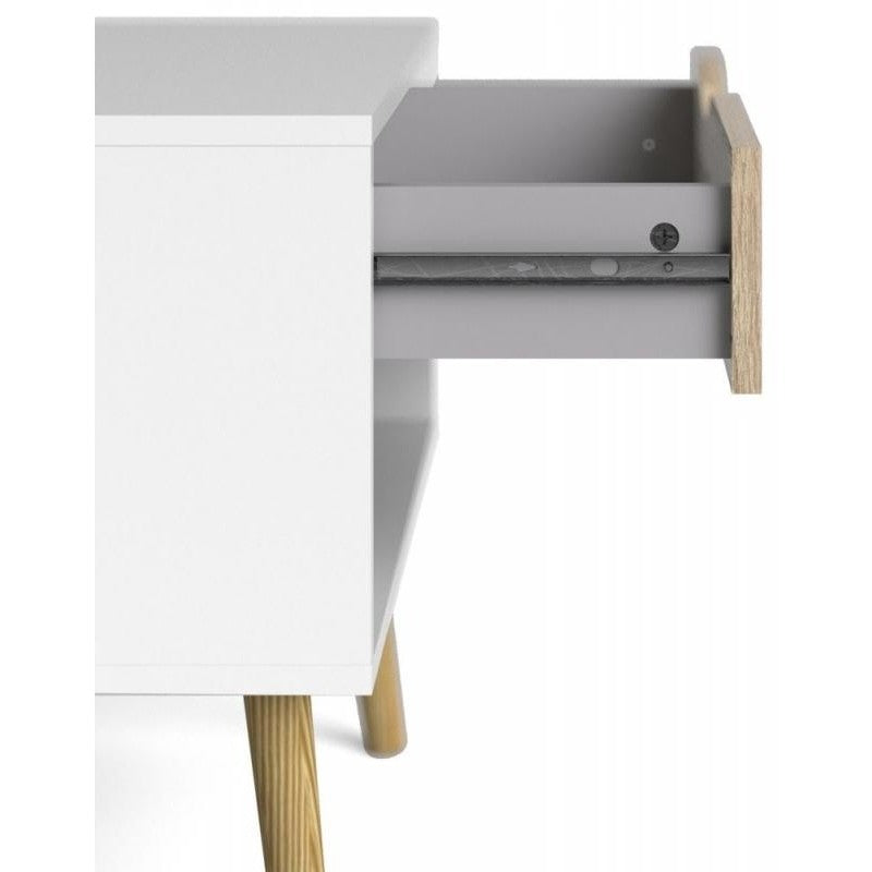 Oslo White and Oak Bedside Cabinet by Lavishway | Bedside Tables-43993