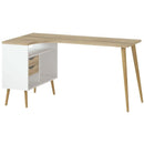 Oslo 2 Drawers White & Oak Desk by Lavishway | -41901