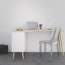 Oslo 2 Drawers White & Oak Desk by Lavishway | -41905