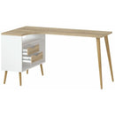 Oslo 2 Drawers White & Oak Desk by Lavishway | -41902