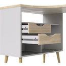 Oslo 2 Drawers White & Oak Desk by Lavishway | -41900