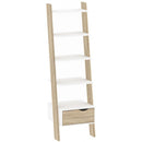 Oslo White & Oak Leaning Bookcase by Lavishway | Book Shelves and Cabinets-41865