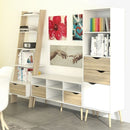 Oslo White & Oak Leaning Bookcase by Lavishway | Book Shelves and Cabinets-41866