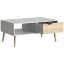 Oslo White & Oak Finish Storage Coffee Table by Lavishway | Coffee Tables-41938