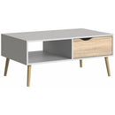 Oslo White & Oak Finish Storage Coffee Table by Lavishway | Coffee Tables-41937