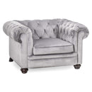 Oxford Grey Velvet Chesterfield Armchair by Lavishway | Velvet Sofa-51183