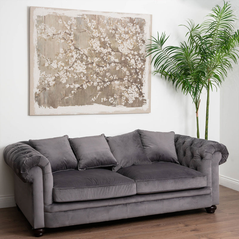 Oxford Grey Velvet Chesterfield 3 Seater Sofa by Lavishway | Velvet Sofa-51173