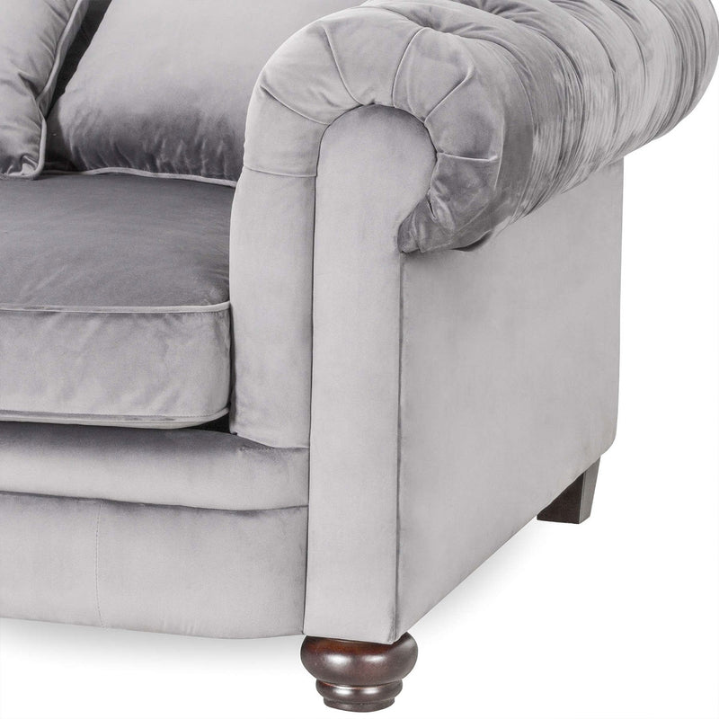 Oxford Grey Velvet Chesterfield 3 Seater Sofa by Lavishway | Velvet Sofa-51178