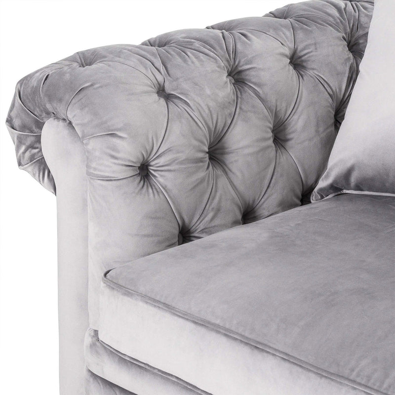 Oxford Grey Velvet Chesterfield 3 Seater Sofa by Lavishway | Velvet Sofa-51177