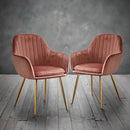 Lara Pink Velvet Dining Chair Set of 2 by Lavishway | Dining Chairs-35336