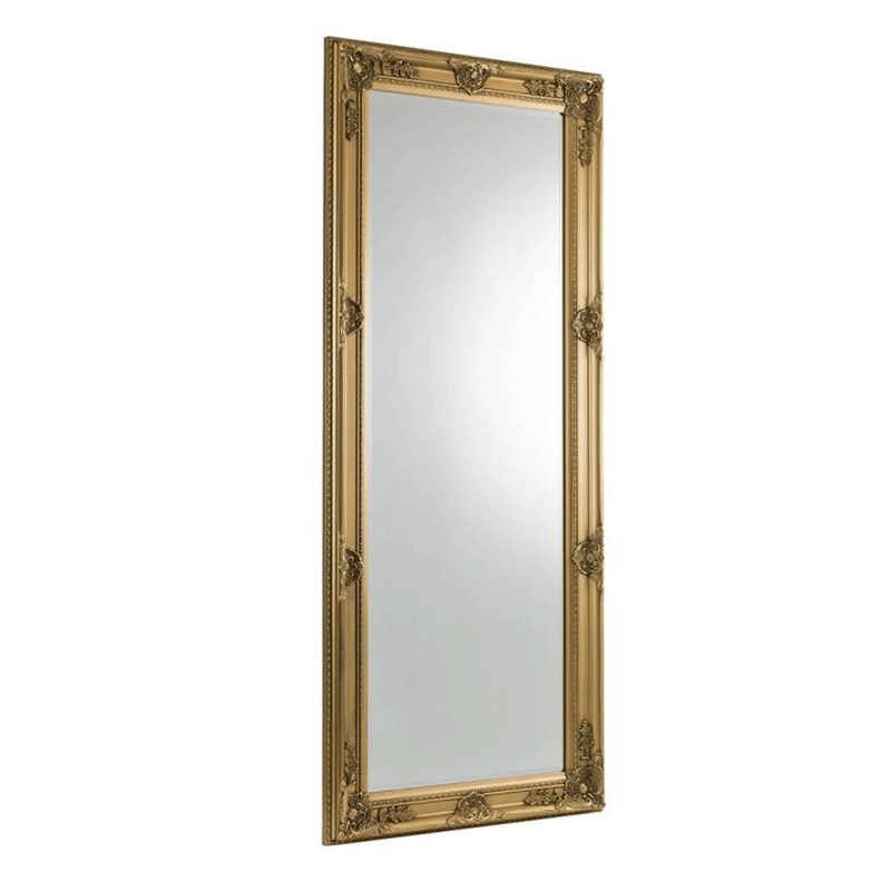 Palais Gold Wooden Leaner Dresser Wall Mirror by Lavishway | Wall Mirrors-61285