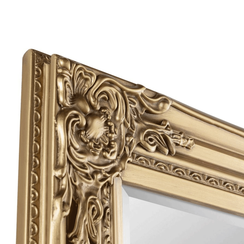 Palais Gold Wooden Leaner Dresser Wall Mirror by Lavishway | Wall Mirrors-61286