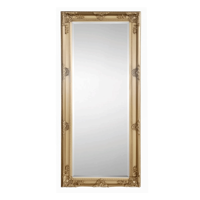 Palais Gold Wooden Leaner Dresser Wall Mirror by Lavishway | Wall Mirrors-61284