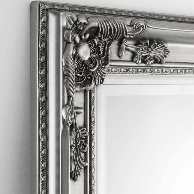 Palais Pewter Effect Lean Dresser Wall Mirror by Lavishway | Wall Mirrors-61266