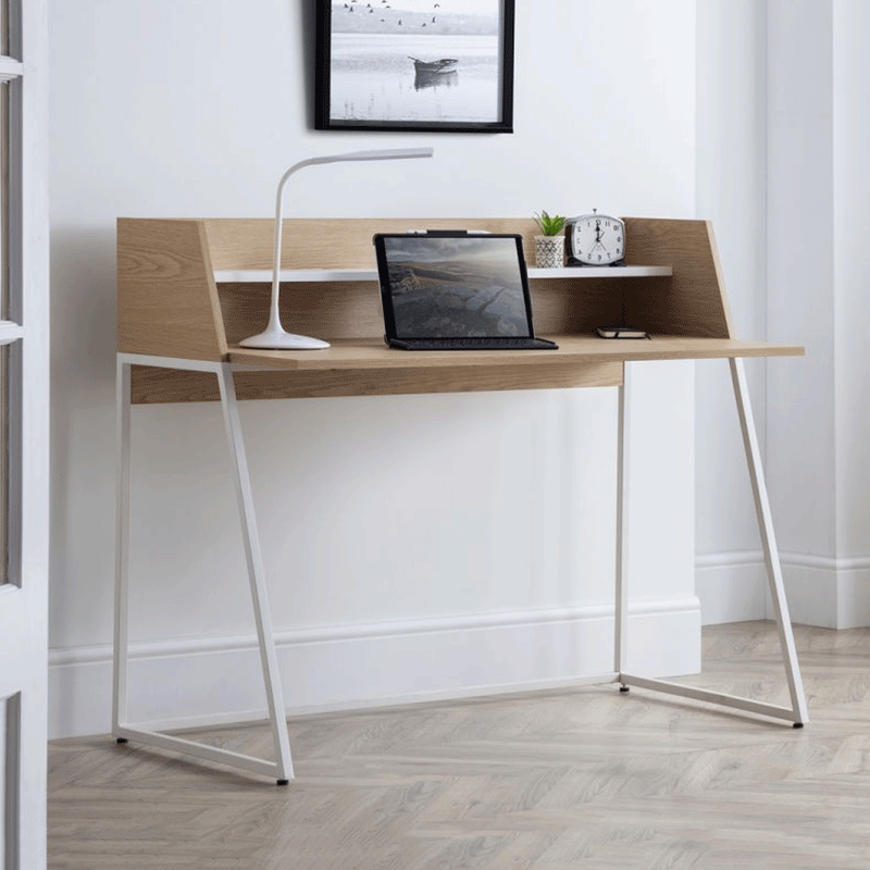 Palmer Melamine & Metal Oak Effect Desk by Lavishway | Reclaimed Wood Desks-61250