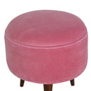 Paola Nordic Style Pink Velvet Footstool by Lavishway | Footstool-57952