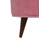 Paola Nordic Style Pink Velvet Footstool by Lavishway | Footstool-57956