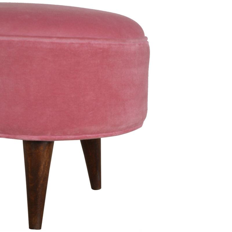 Paola Nordic Style Pink Velvet Footstool by Lavishway | Footstool-57955