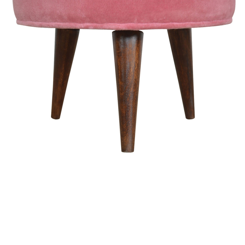 Paola Nordic Style Pink Velvet Footstool by Lavishway | Footstool-57954